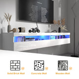 Floating TV Stand, Wall Mounted TV Shelf with Led Lights & Power Outlet