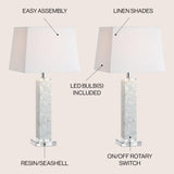JONATHAN Y JYL1053A-SET2 Set of 2 Table Lamps Noelle 28.5" Seashell LED Table Lamp Coastal Contemporary Bedside Desk Nightstand Lamp for Bedroom Living Room Office College Bookcase, White