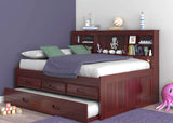 OS Home and Office Furniture Model 82823K3-22, Solid Pine Full Daybed with 3 Sturdy Drawers and a Twin Sized Trundle in Rich Merlot