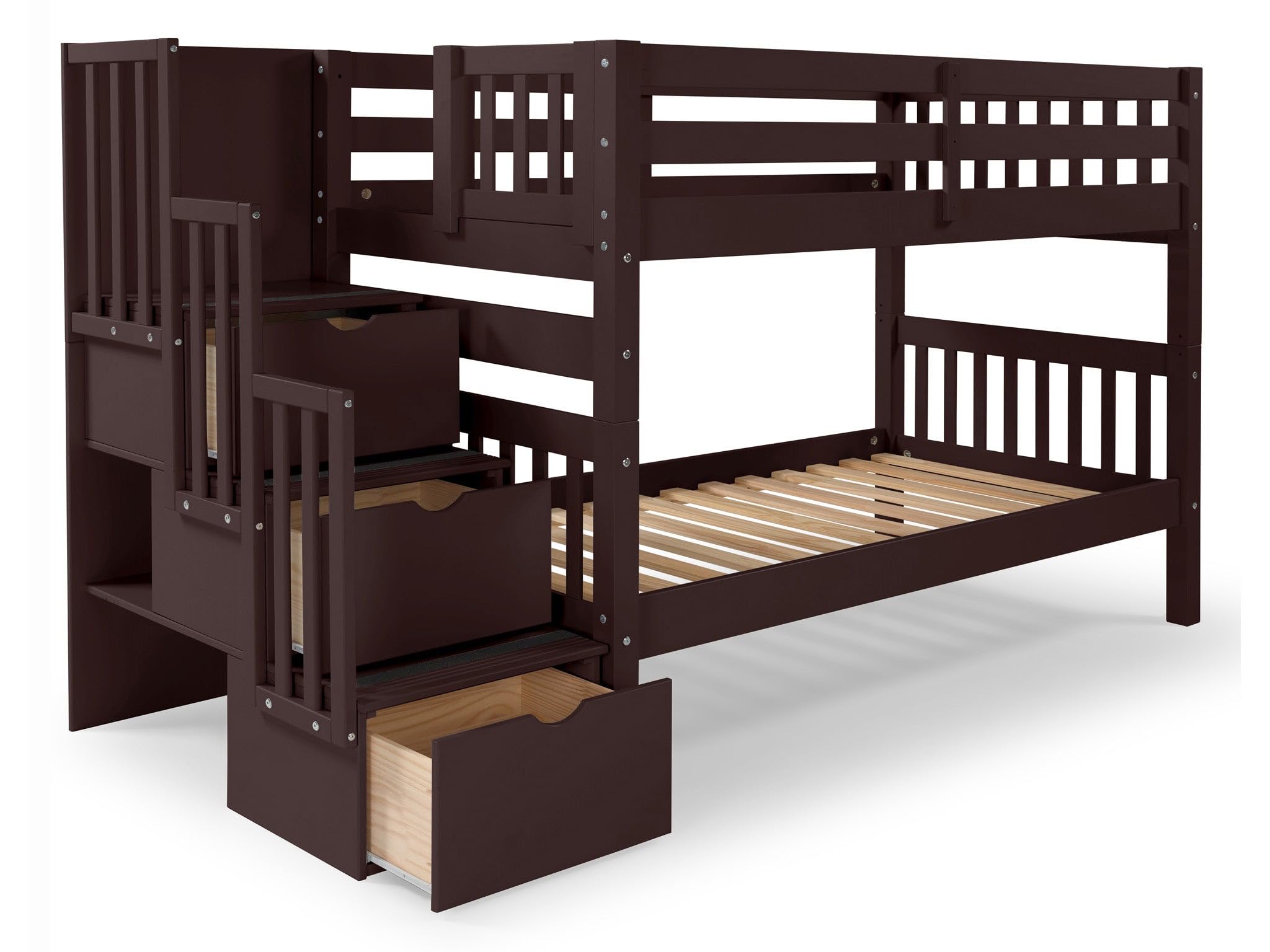 Stairway Bunk Beds Twin over Twin with 3 Drawers in the Steps