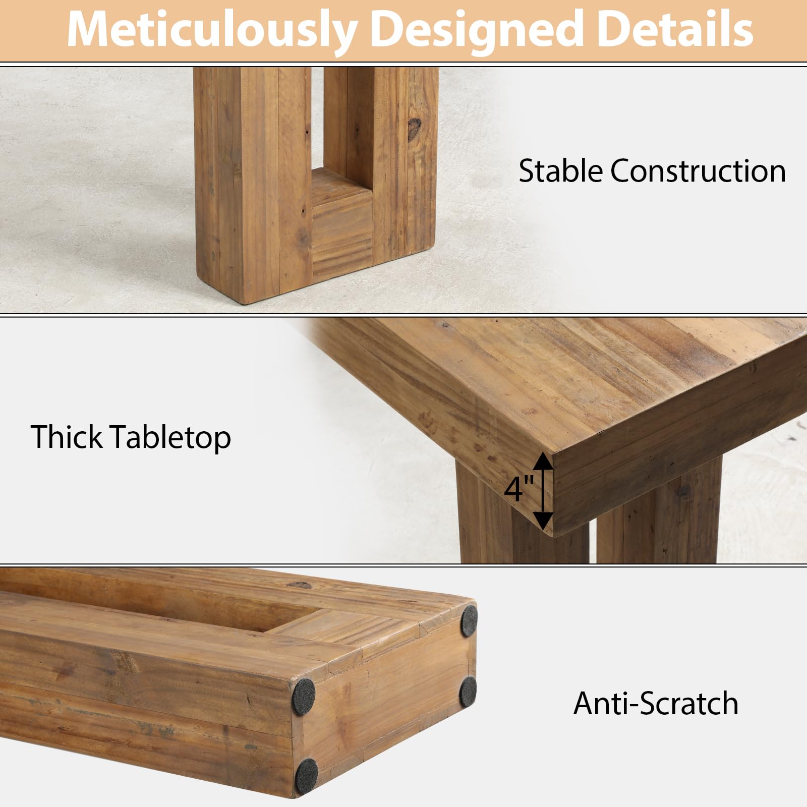 Reclaimed Wood Console Table 59" - Farmhouse Entryway Accent Table