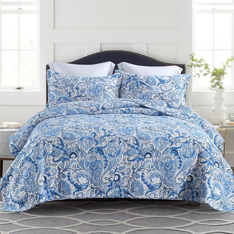 Cotton Bedspread Quilt Bedding Sets, 3 Pieces Reversible Coverlet Sets Comforters