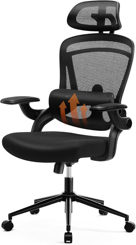 Office Chair, High Back Desk Chair with Adjustable Lumbar Support & Headrest,