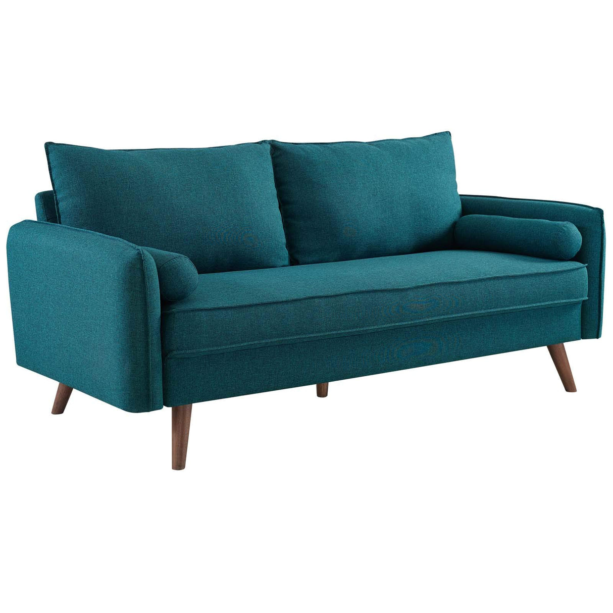 Revive Contemporary Modern Fabric Upholstered Sofa In Teal