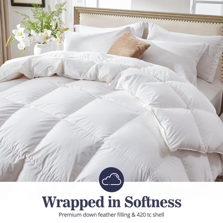 Ultra-Soft Down Feather Comforter King Size,Luxurious Hotel Collection