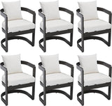 Upholstered Outdoor Dining Chairs, Modern Patio Dining Chairs Set of 6