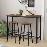 3-Piece Pub Table Set, Bar Table with 2PCS Backless Bar Stools