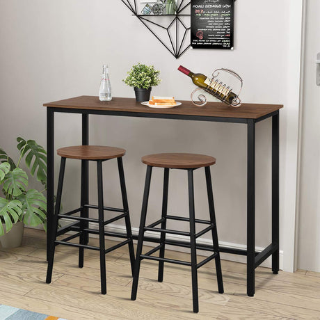 3-Piece Pub Table Set, Bar Table with 2PCS Backless Bar Stools