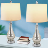 Glass Table Lamps Set of 2, Modern 23.5” High Silver Mercury Glass