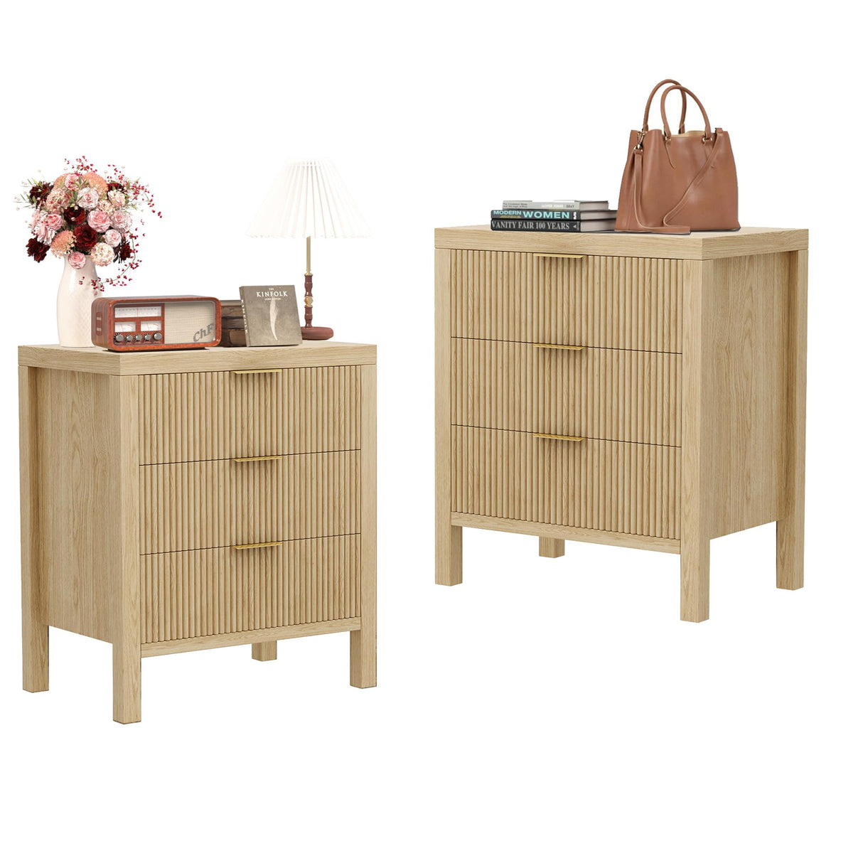 Nightstand, Small Nightstand for Bedroom, Modern Bedside Table with Wooden Frame