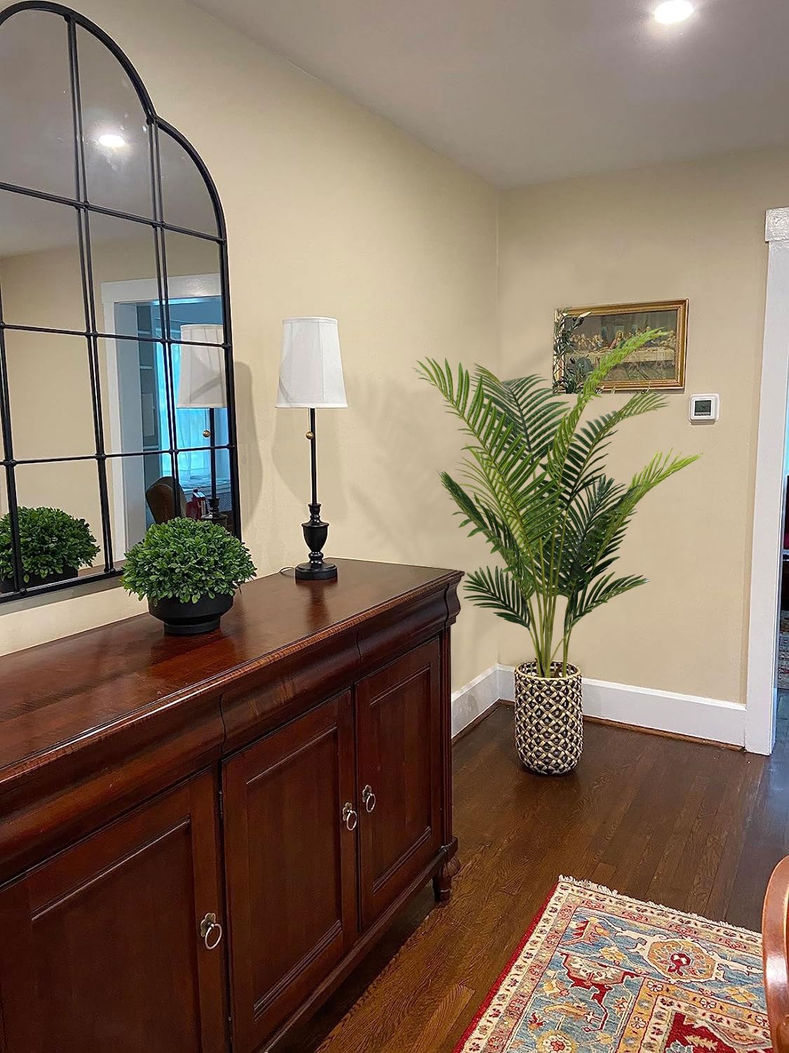 5ft Artificial Palm Tree for Home Decor, 5 Feet Faux Plant Fake Silk Tropical Kentia Areca