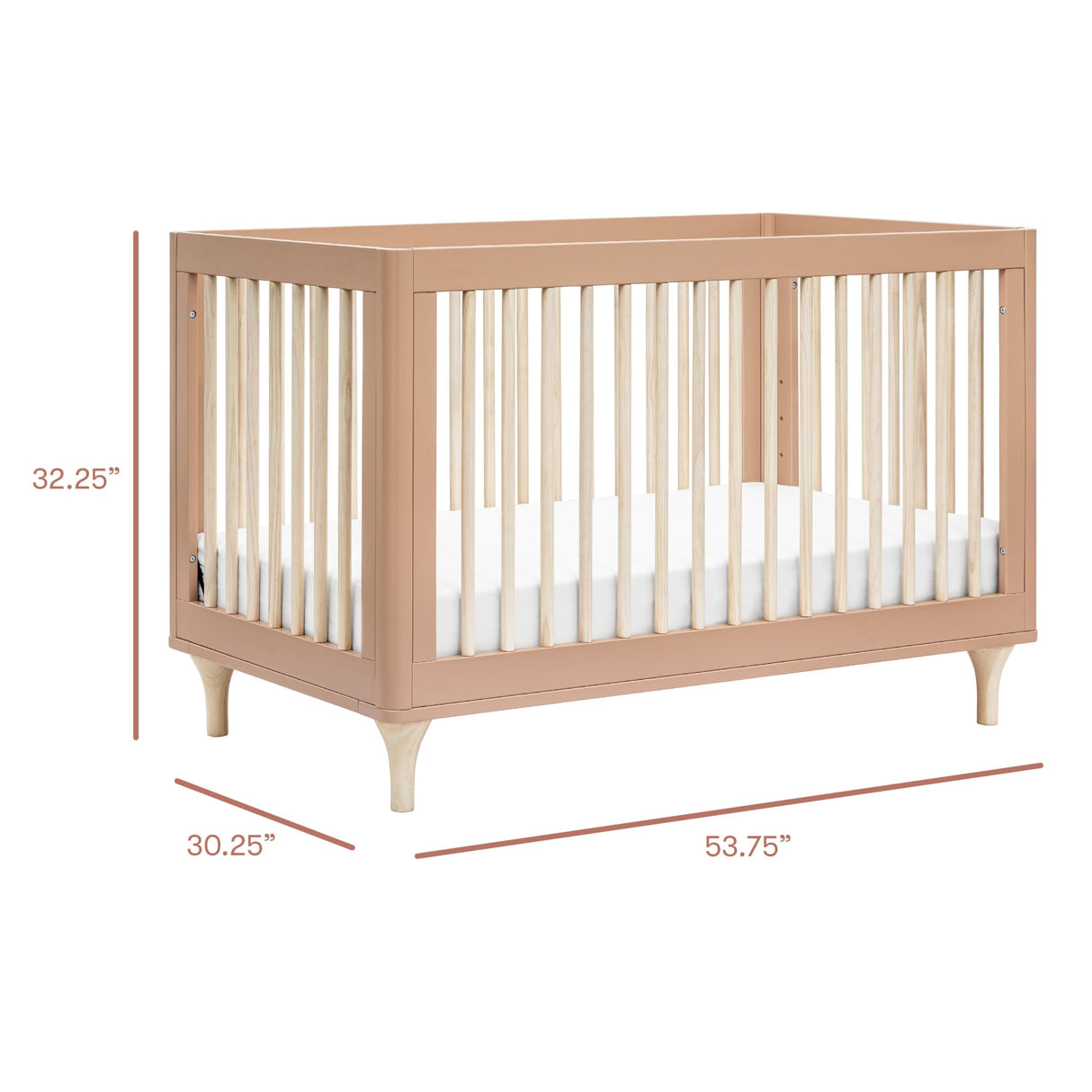 3-in-1 Convertible Crib with Toddler Bed Conversion Kit in Canyon/Washed Natural,