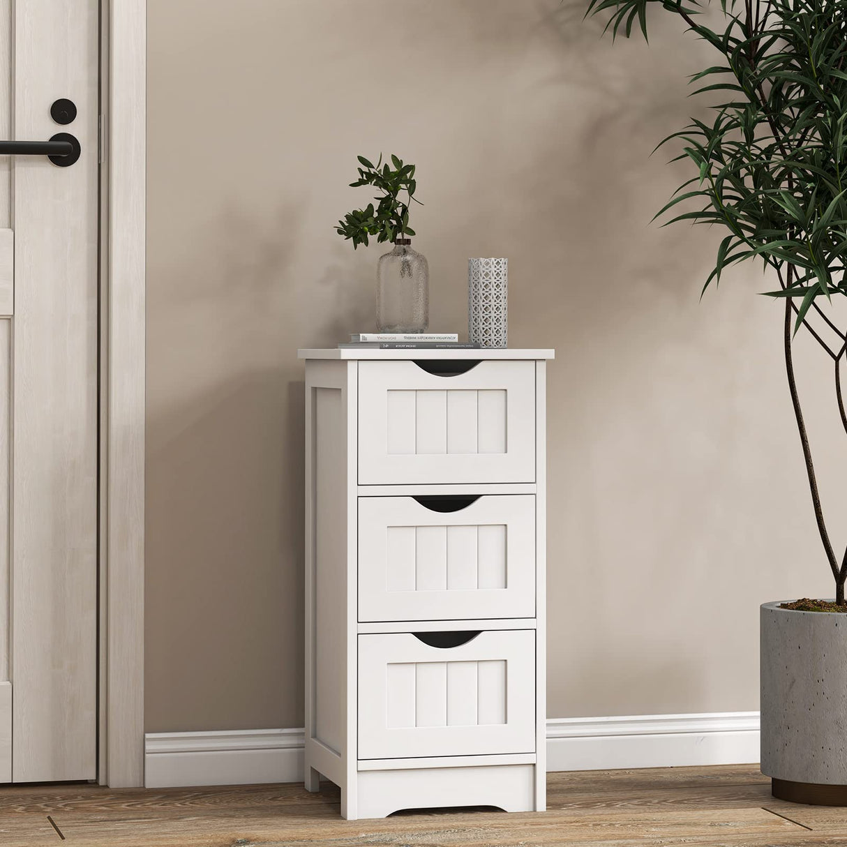 Bathroom Floor Cabinet - Small Bathroom Storage Cabinet with 3 Removable Drawers & Anti-Toppling Device,