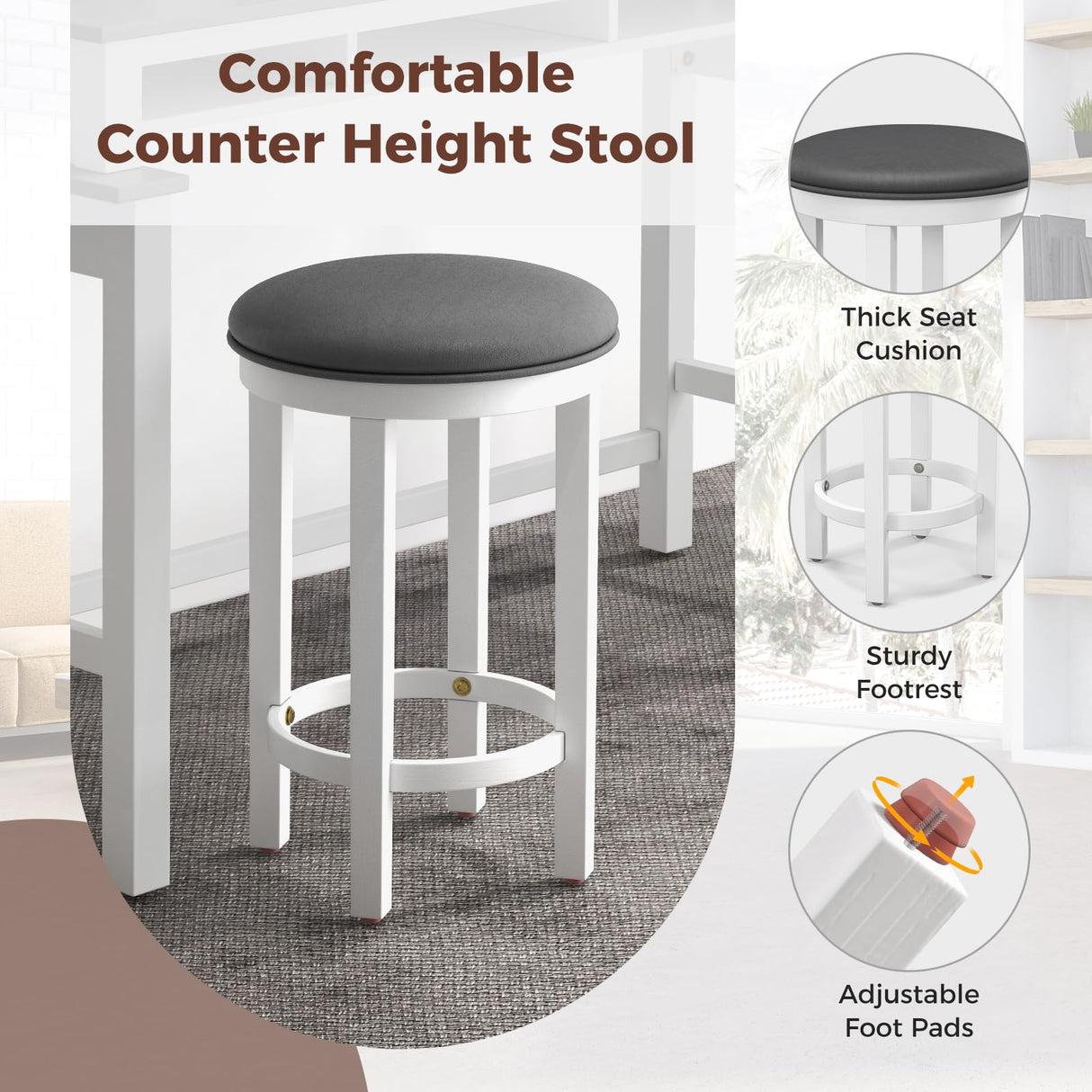 Small Dining Table Set for 2 - Bar Table and 2 Bar Stools, Sofa Table with Outlets