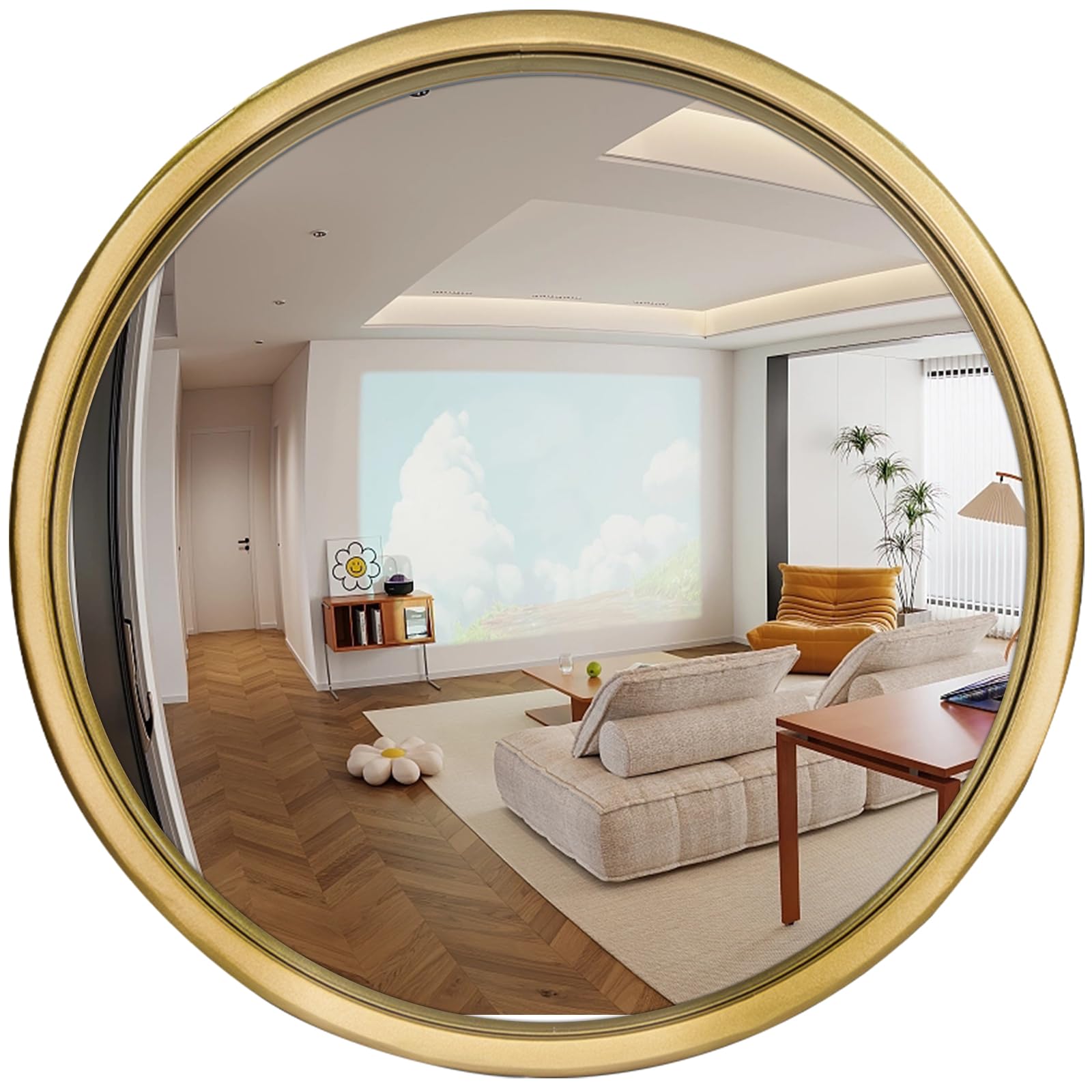 12" Gold Round Convex Mirror - Decorative Wall Mirror