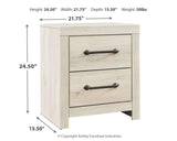 Cambeck Farmhouse Industrial 2 Drawer Two Drawer Nightstand with 2 Slim-Profile