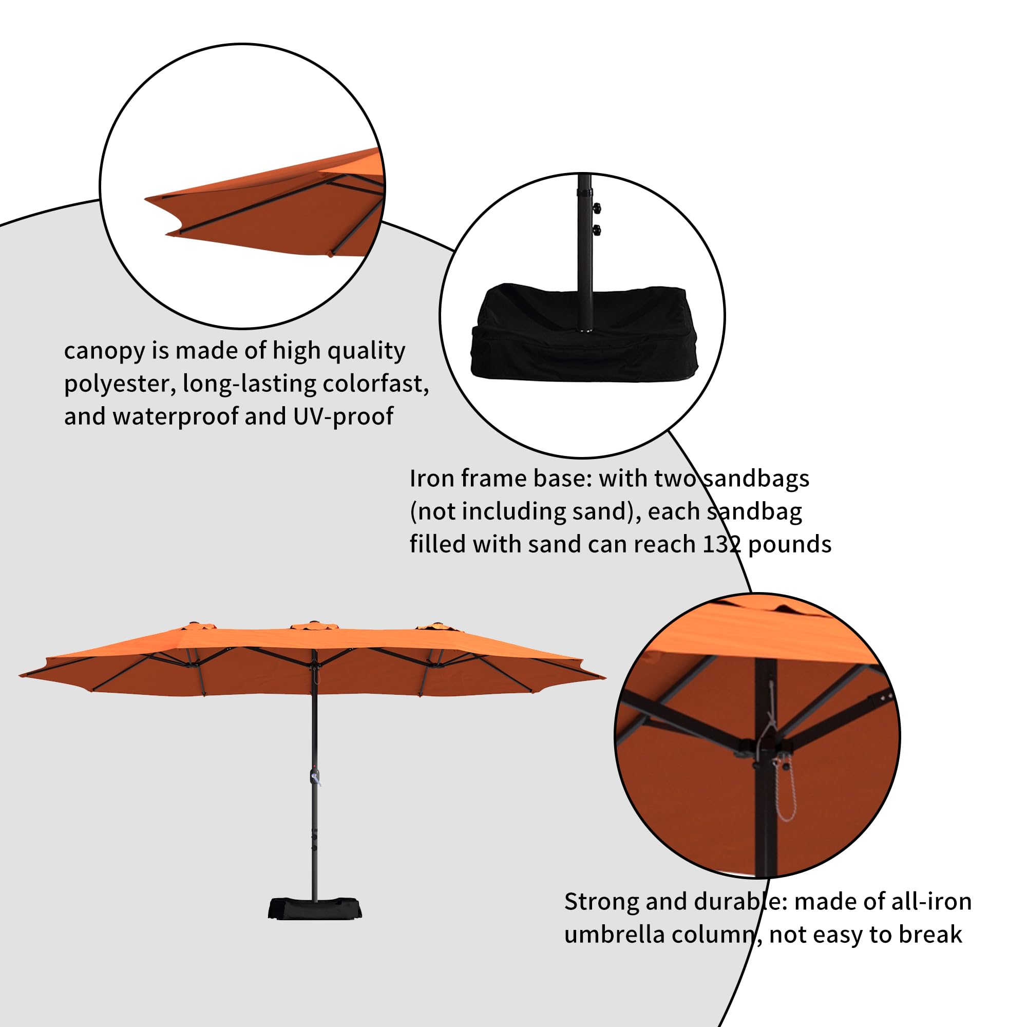 15ft Patio Umbrella with Base Included Outdoor Double-sided Umbrella Extra Large Patioe