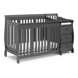 5-in-1 Convertible Crib and Changer (Gray) – Crib and Changing Table Combo with Drawer, Converts to Toddler Bed, Daybed and Full-Size Bed, Storage Drawer