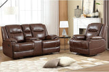 Leather Manual Recliner Sofa Set, Recliner Chair, Loveseat Reclining Sofa and 3 Seat Recliner Sofa, Couch Furniture Set for Living Room, Meeting Room, Brown(Recliner+Loveseat+Sofa)