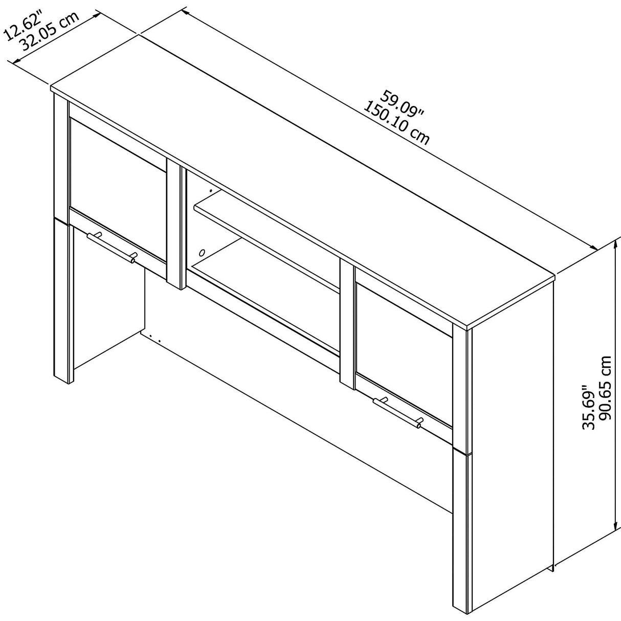 FV003G2W 60-Inch L-Shaped Desk w/Hutch, Lateral File Cabinet Shiplap Gray