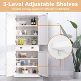 ARTPOWER Kitchen Pantry Storage Cabinet with Drawer and Adjustable Shelves, Bathroom or Hallway, White