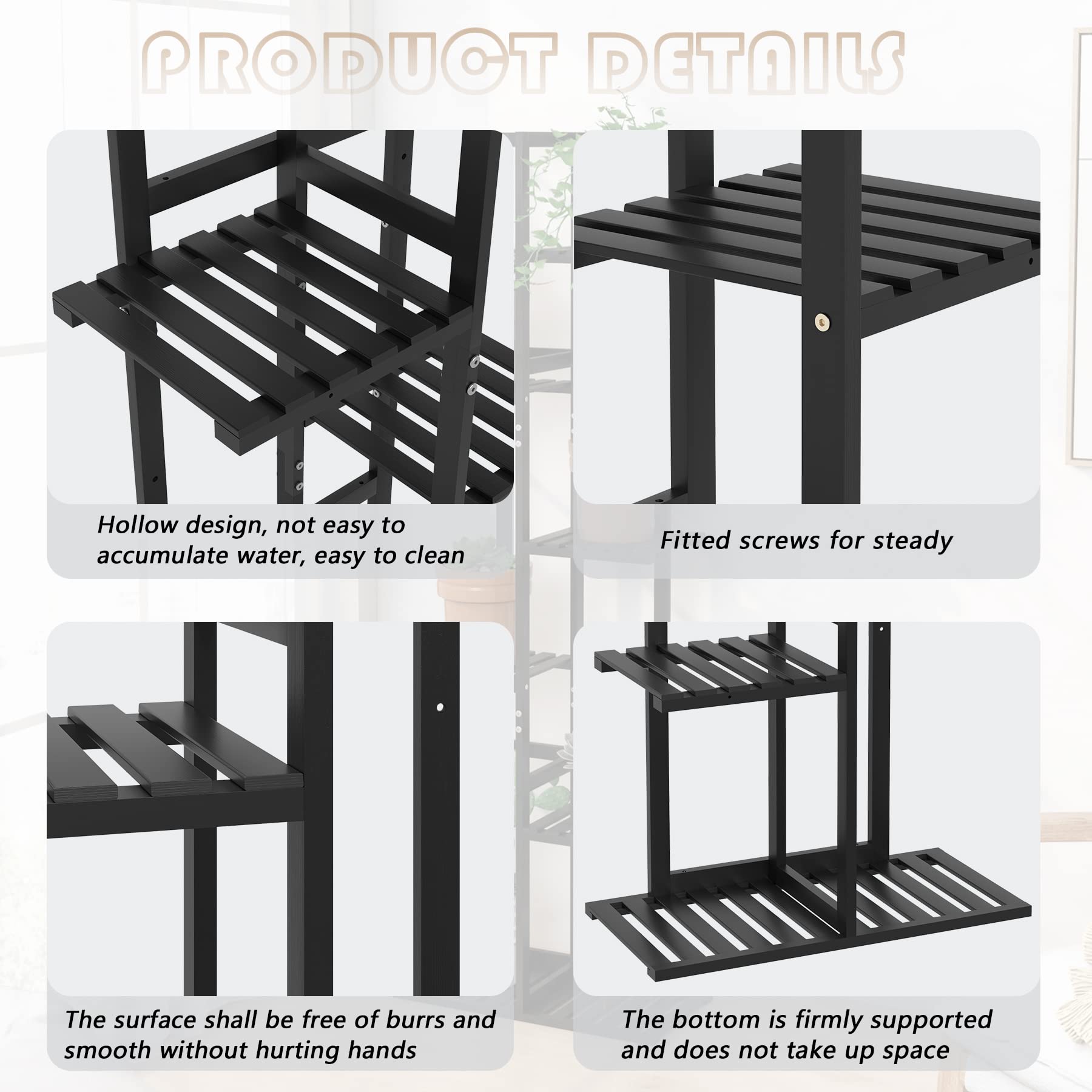 6-Tier Bamboo Plant Stand – Indoor & Outdoor Multi-Pot Shelf