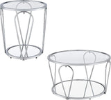 Pacific Luxury Glam Open-Shelf Glass Top 2-Piece Coffee and End Table Set