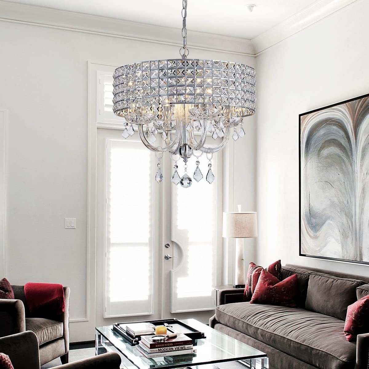 Mossi 4-Lights K9 Crystal Chandelier Modern Chandelier Light Fixture, Crystal Pendant