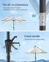 9 ft Solar Patio Umbrella, 32 LED Lights, Lighted Table Outdoor Umbrella,