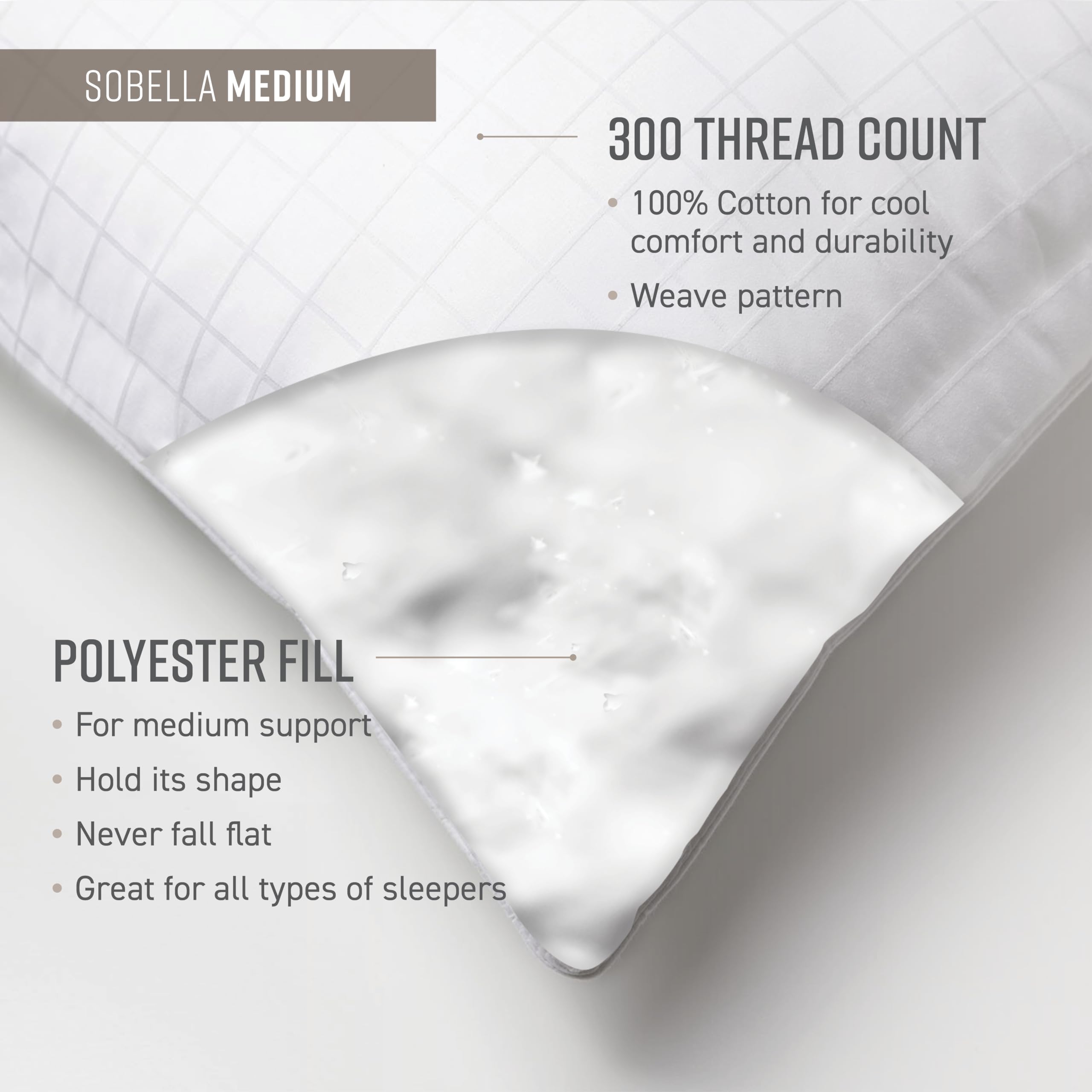 Sobella King Size Bed Pillow | Side Sleeper Pillow for Adults | 300TC, 100% Cotton Case | Soft