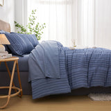 Luxury King Size Comforter Set – 7-Piece Blue Tufted Bed-in-a-Bag for Ultimate Comfort