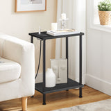 Side Table with Charging Station, End Tables with USB Ports and Outlets, Nightstand with 2