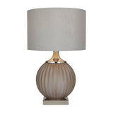 Glass Room Table Lamp Accent Lamp with Chevron Pattern, Lamp 17" x 17" x 27", Gray