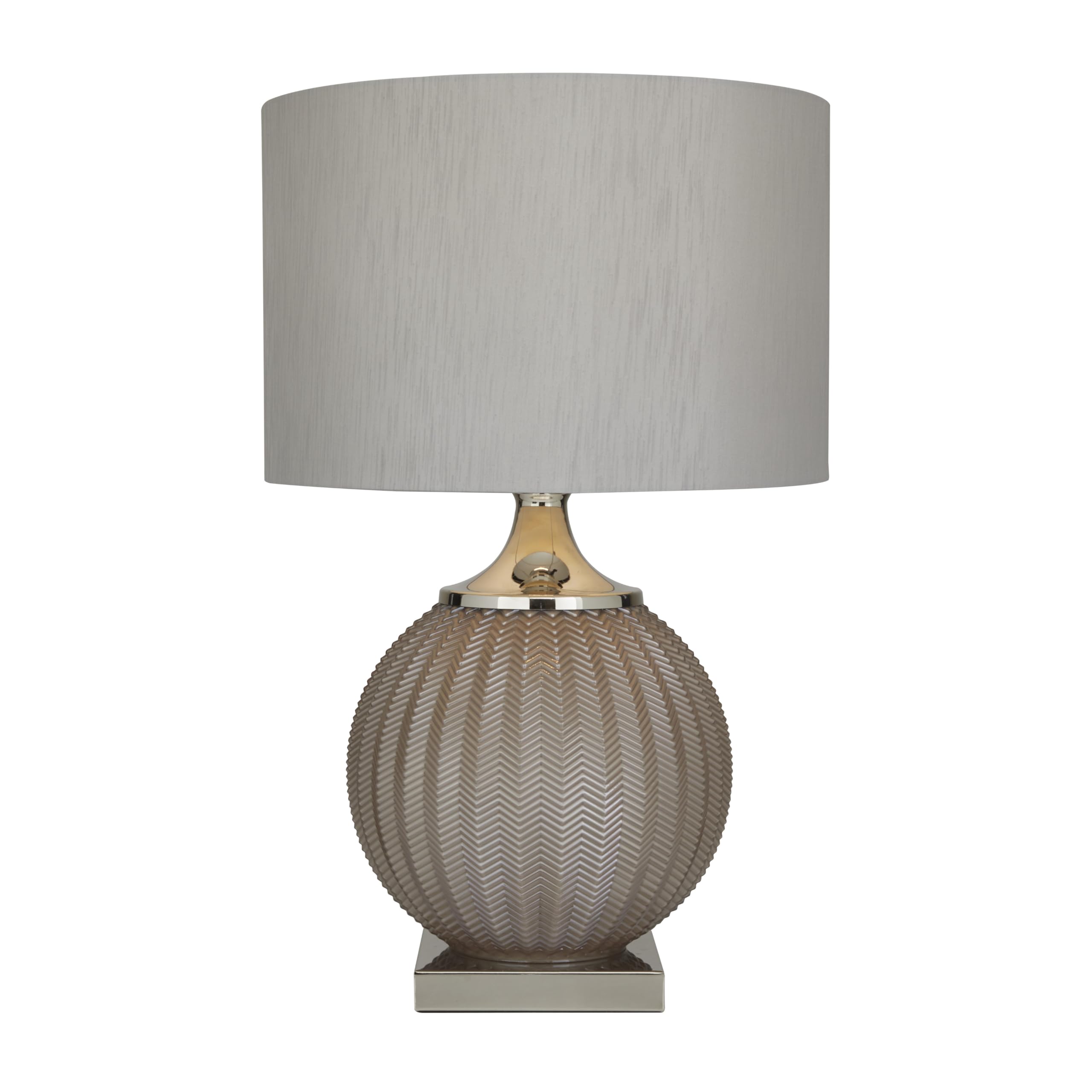 Glass Room Table Lamp Accent Lamp with Chevron Pattern, Lamp 17" x 17" x 27", Gray