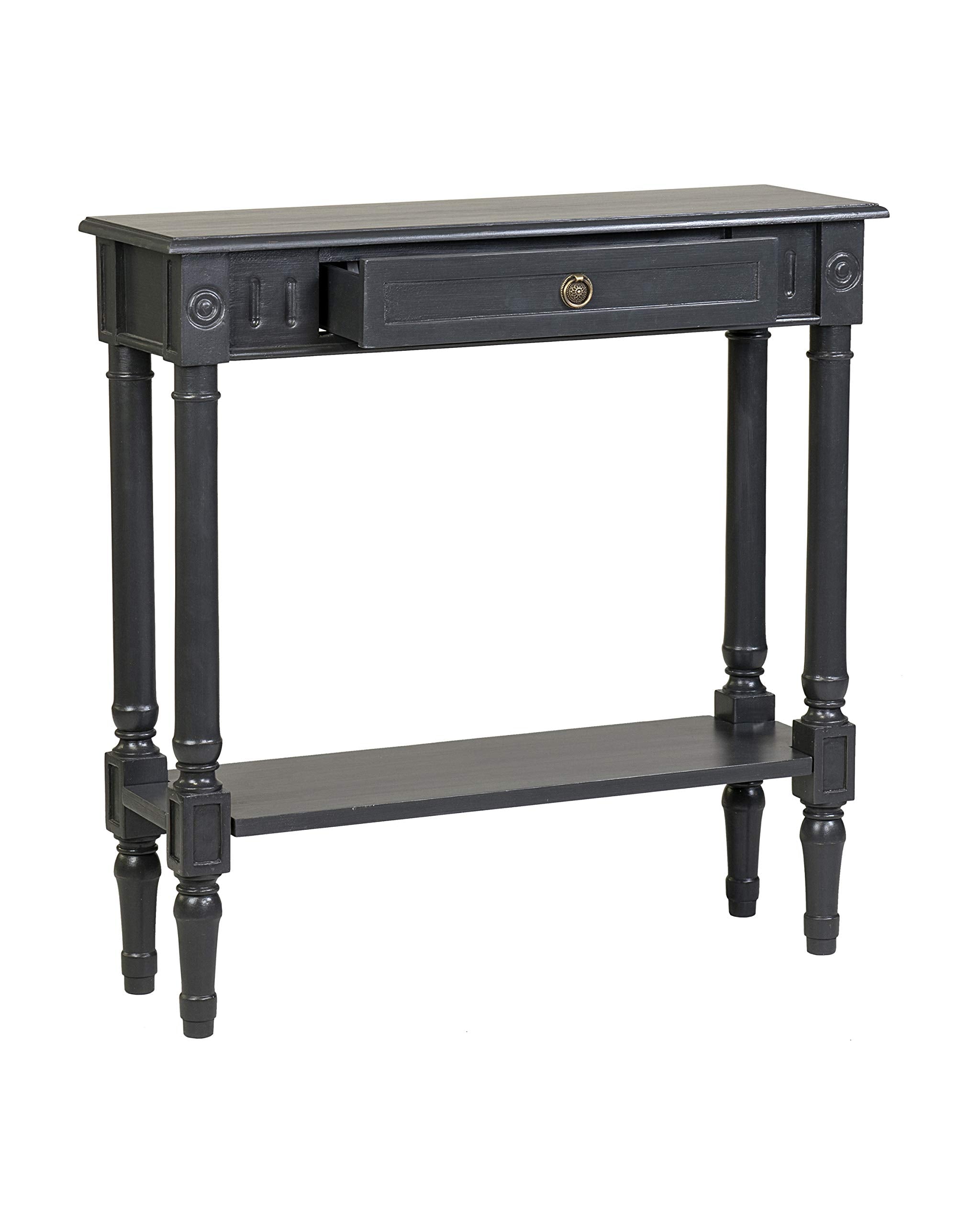Marisol Black Console Table - 31.4" Slim Entryway Table with Drawer & Shelf