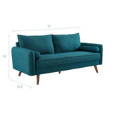 Revive Contemporary Modern Fabric Upholstered Sofa In Teal