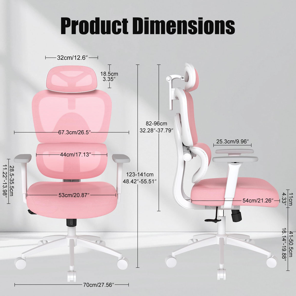 Ergonomic Office Chair with Adjustable Lumbar Support and 3D Arms