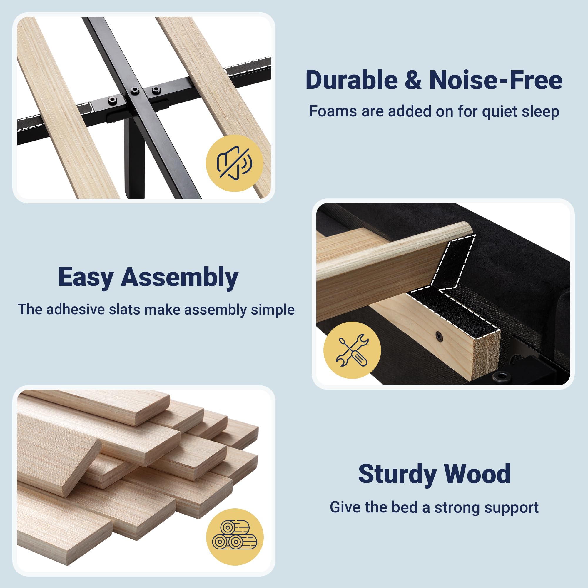 Full Size Velvet Platform Bed with Tufted Wingback Headboard