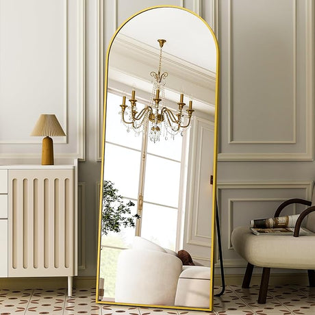 Arched Full-Length Mirror, 36"x78" Arched Floor Mirror with Stand, Wall-Mounted Mirror