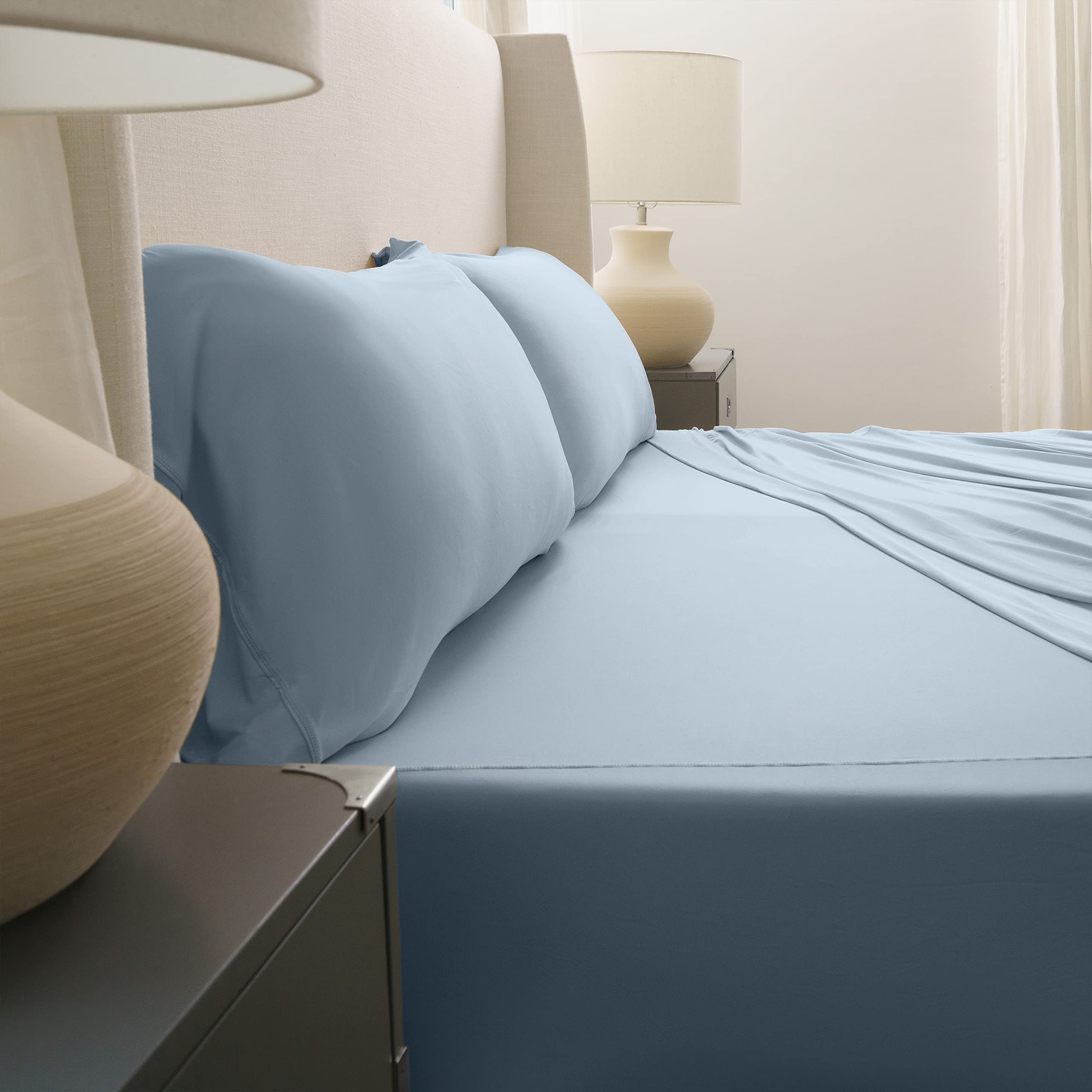 Active Comfort Sheet Set,Ultra-Soft, Breathes Better Than Cotton - Blue Sky