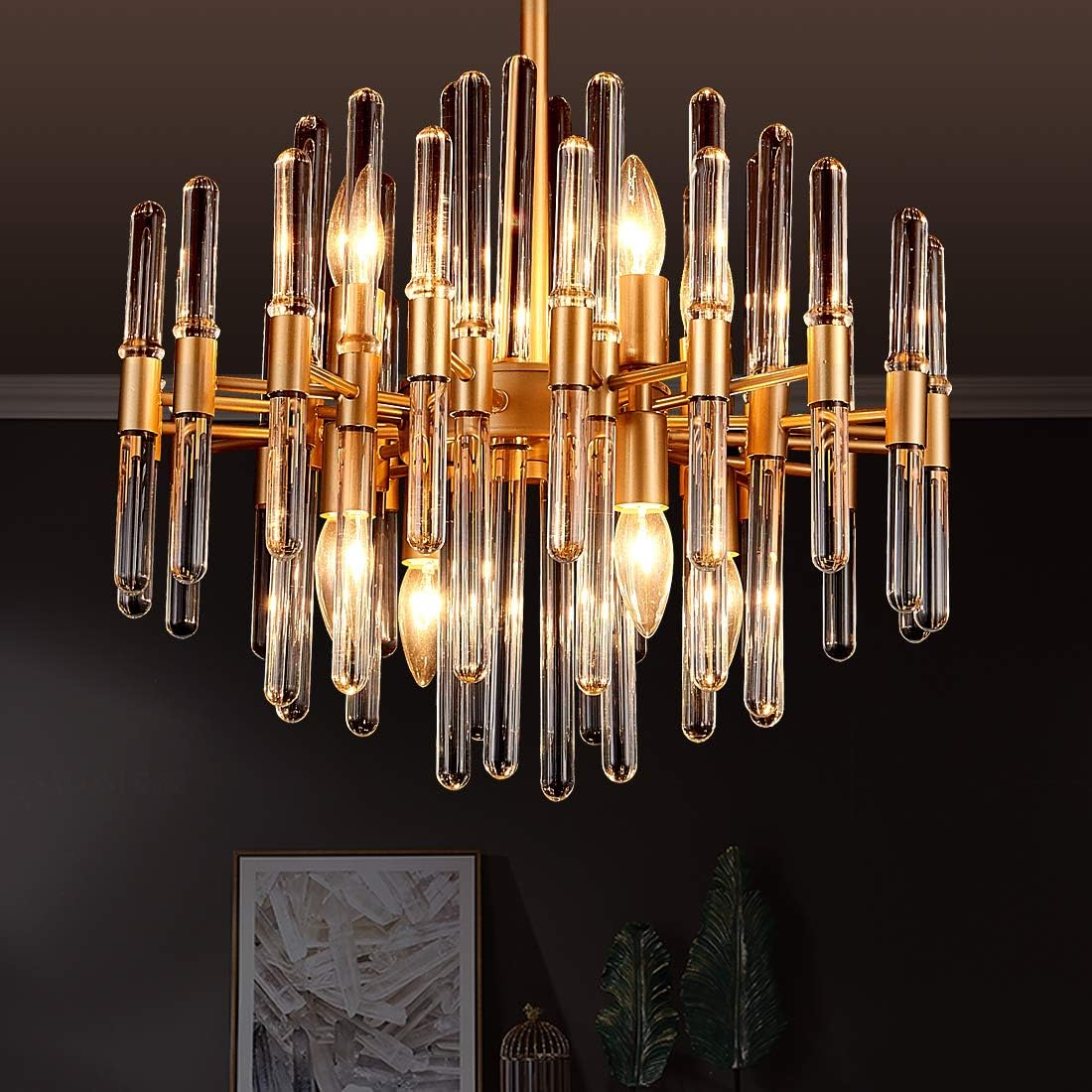 Modern Chandeliers,Crystal Chandelier,8 Light Round Pendant Light Width 19 inches