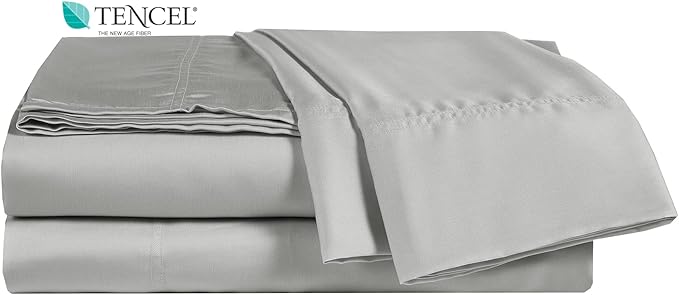 100% Tencel Sheet Set - Queen Size 4 Piece Sheets with Deep Pockets up to 18 Inches