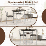 3-Piece Dining Table Set, Kitchen Table and 2 Chairs with Wine Rack, Metal Frame