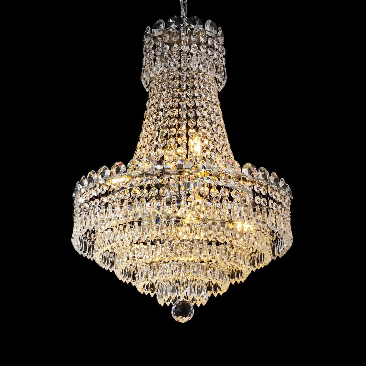 8-Lights Luxury Crystal Chandelier, 16 Inch French Empire Style Chandelier with K9