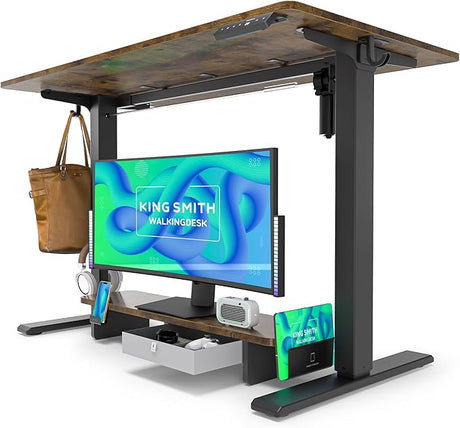 Electric Standing Desk with Drawer and Monitor Stand, Height Adjustable