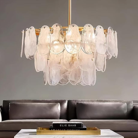 24in Gold Crystal Chandelier Modern Pendant Lighting 6-Light Round Crystal Chandeliers