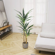 Artificial Tree 4.7Ft Faux Agave Plant with 3 Heads in Plastic Pot Fake Tree for Home