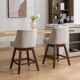 Loojane 26 Inch Swivel Bar Stools Set of 2, Solid Wood Counter Stools with Back