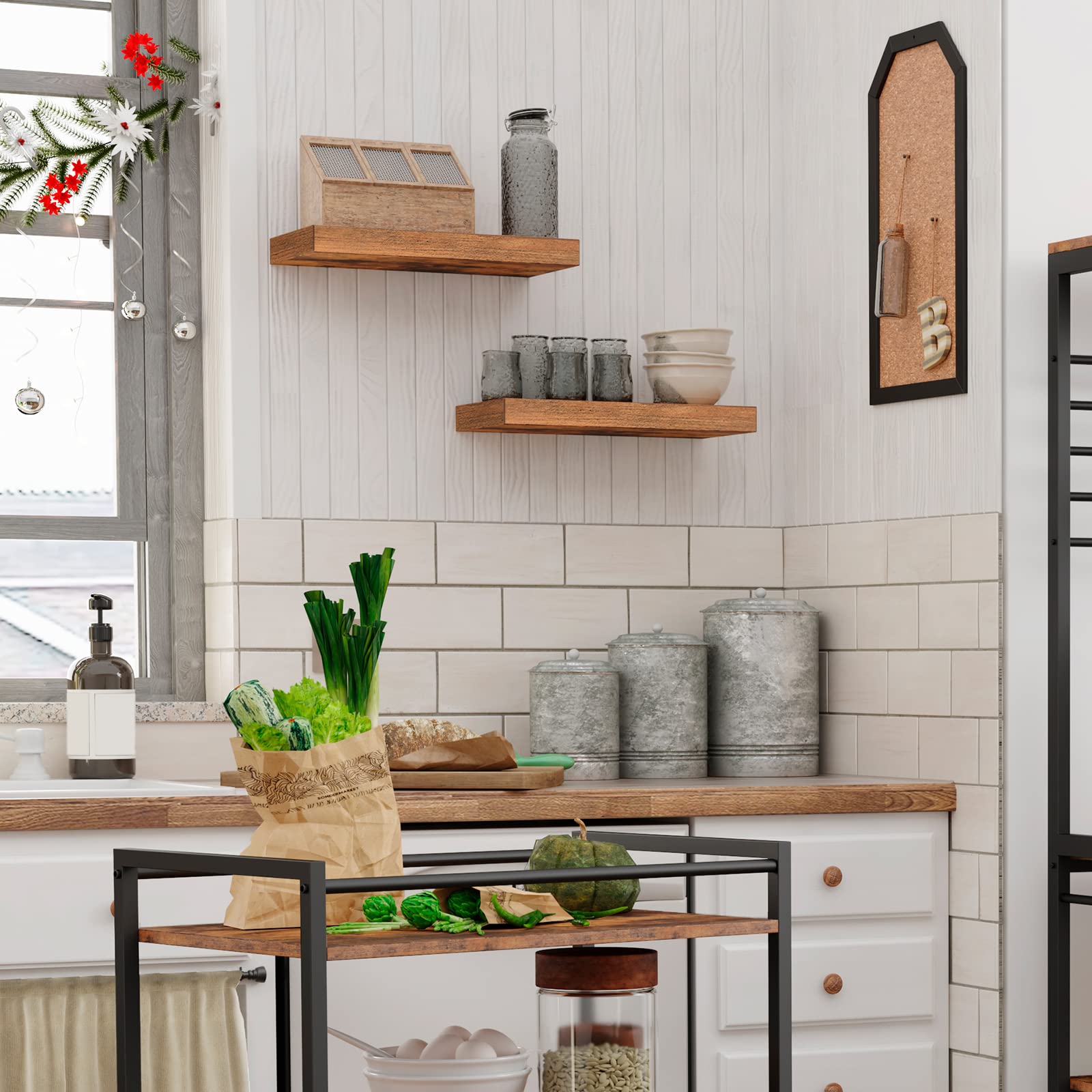 Floating Shelves, Wall Shelf Set of 2, Hanging Shelf with Invisible Brackets