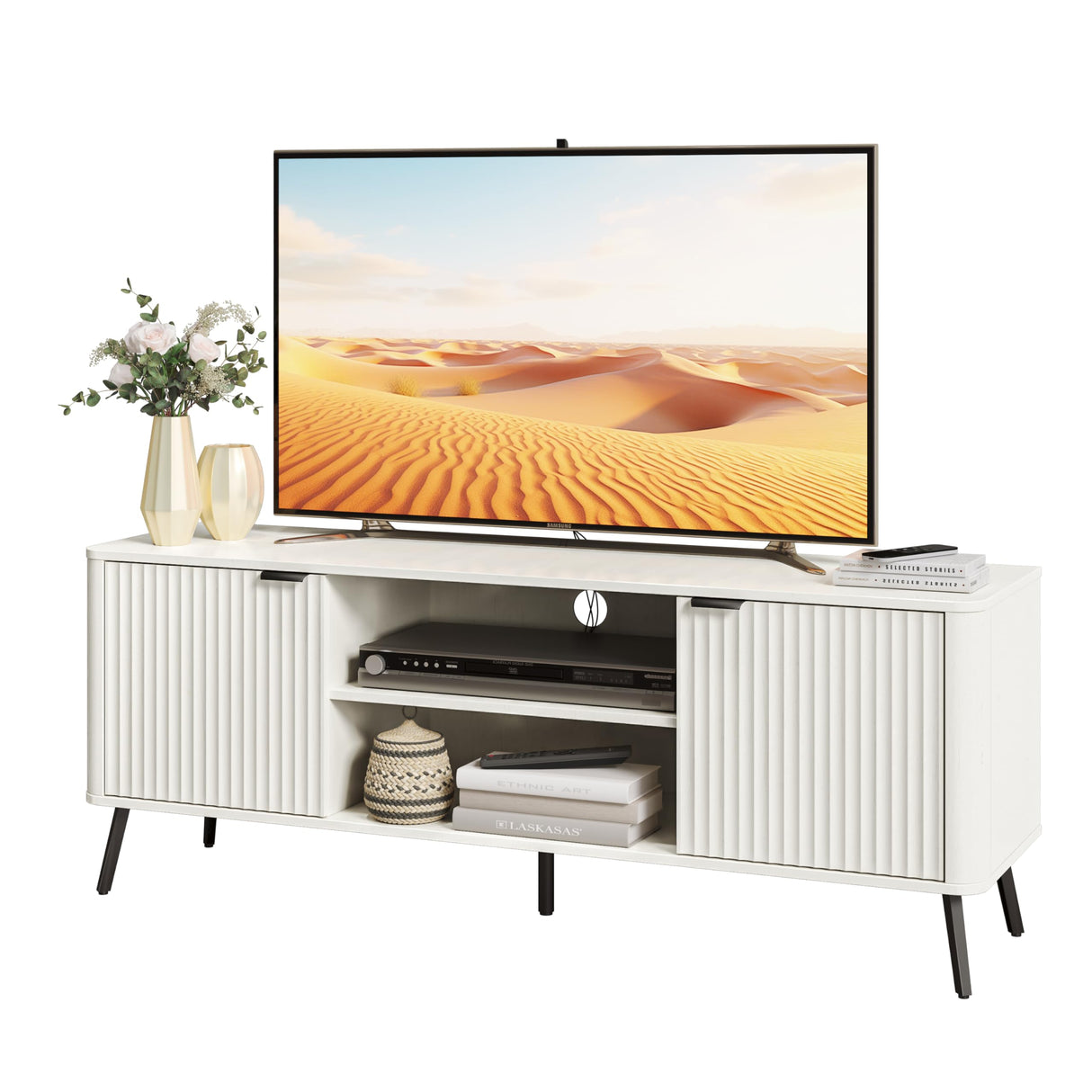 TV Stand, 58" Modern Media TV Console Table with Storage for 55/60/65 inch TV